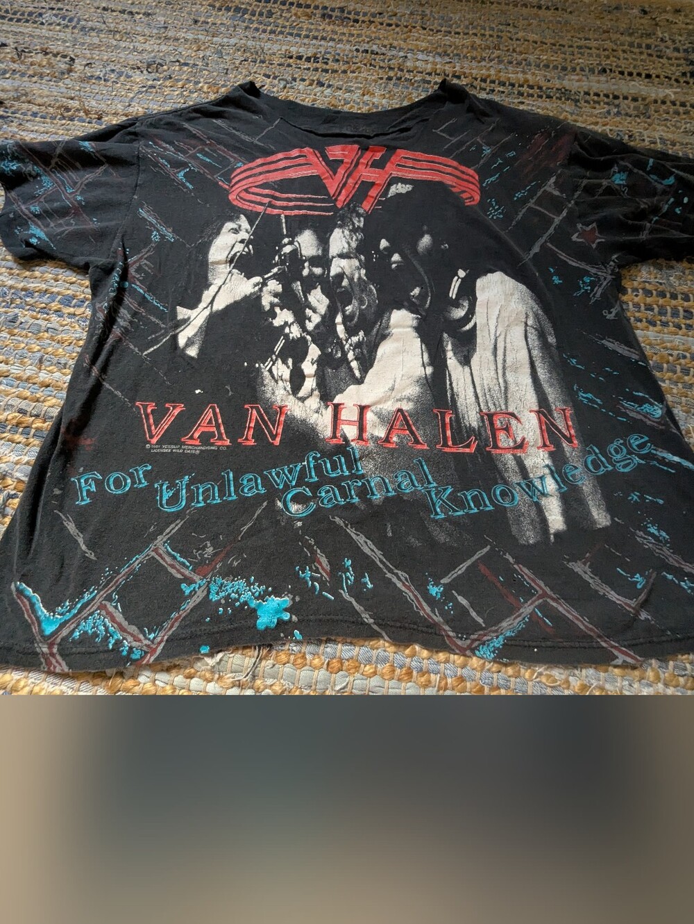 Vintage Van Halen T Shirt L 1991 For Unlawful Carnal Knowledge Tour Band Tee Fla - Picture 2 of 8